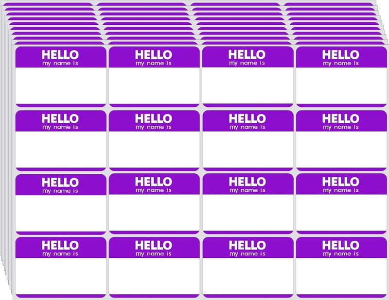 Zacool 480 Pcs Purple Hello My Name is Name Tags, 3" x 2" Custom Paper Labels for School, Office, Party - Image 1